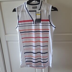Callaway Womens Sleeveless Golf -opti Dry 50 Upf White Striped Brand new.Size M